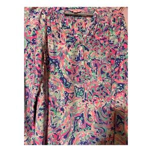 LILLY PULITZER MULTICOLORED ELSA SILK BLOUSE SIZE SMALL